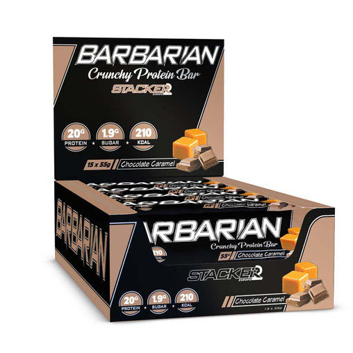 Barbarian - Stacker 2 • 15 eiwitrepen (55 gram per bar) • Eiwit & Proteine snack repen - Choco Caramel - boxshot