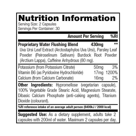 Dexi Flush (USA Import) - Stacker 2 • 60 capsules (30 servings) • Detox & Vochtafdrijver - supplement facts, dosering en samenstelling