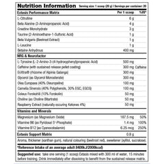 Extasis - Stacker 2 • 400 gram (20 servings) • Pre-workout / Training - Supplement facts, dosering en samenstelling